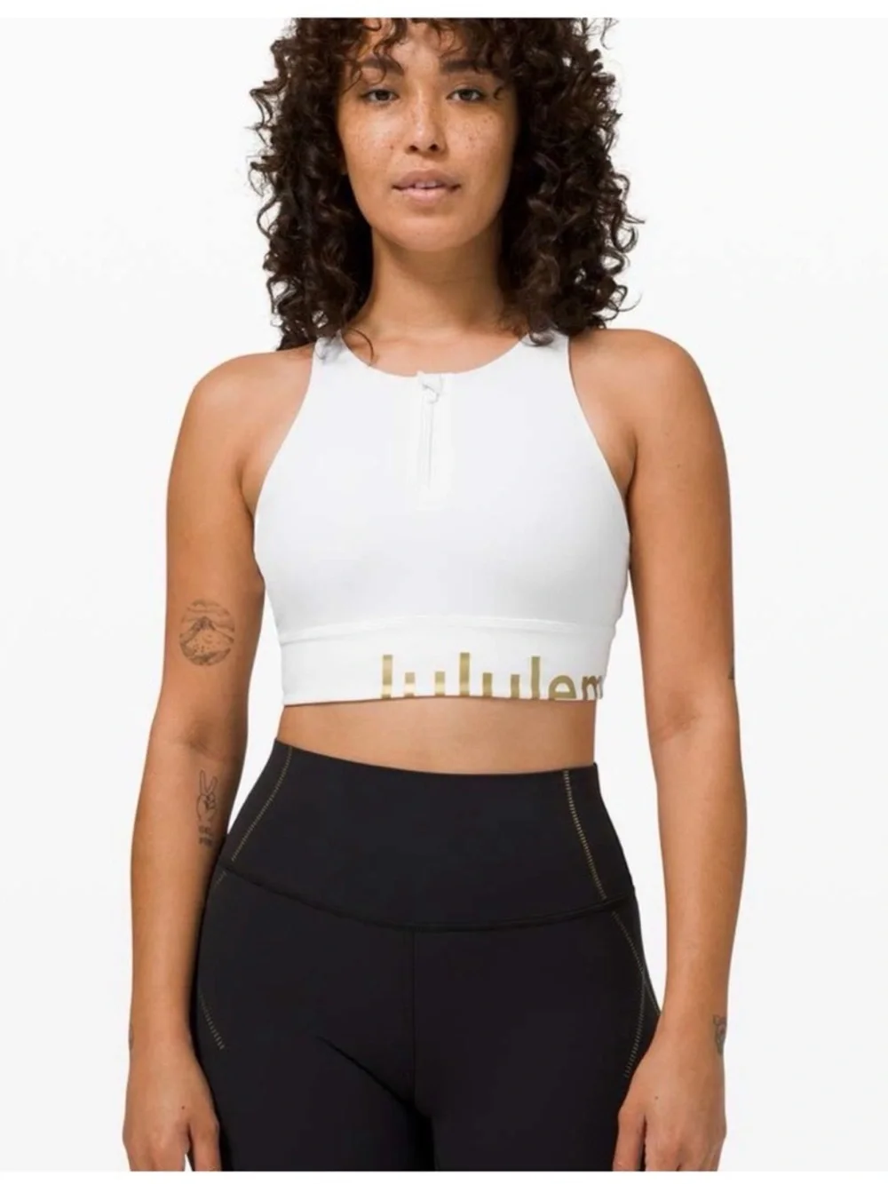 Lululemon Energy High-Neck Longline Sports Bra Special Edition White Spell Out